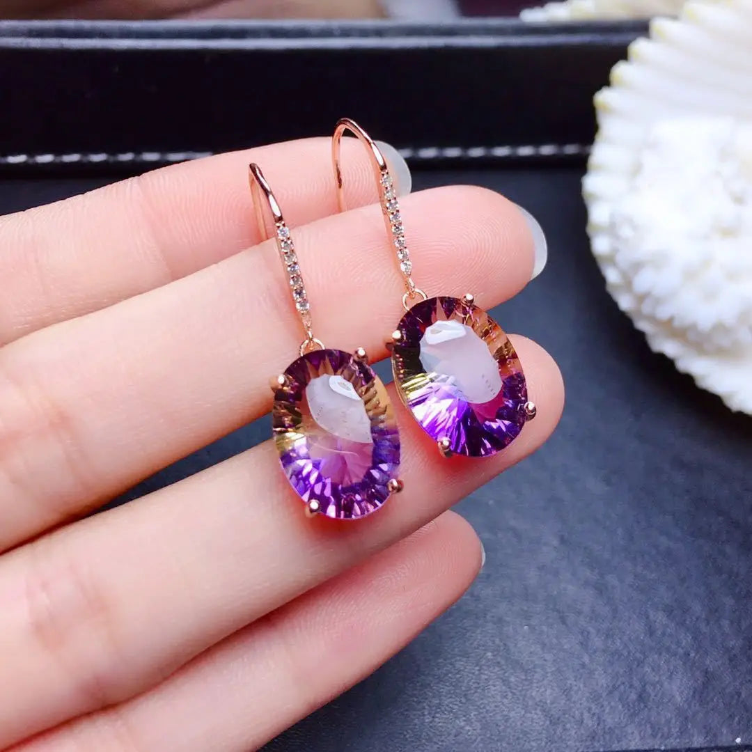 925 Sterling Silver Colorful Amethyst Earrings
