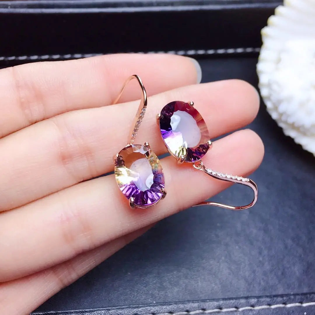 925 Sterling Silver Colorful Amethyst Earrings