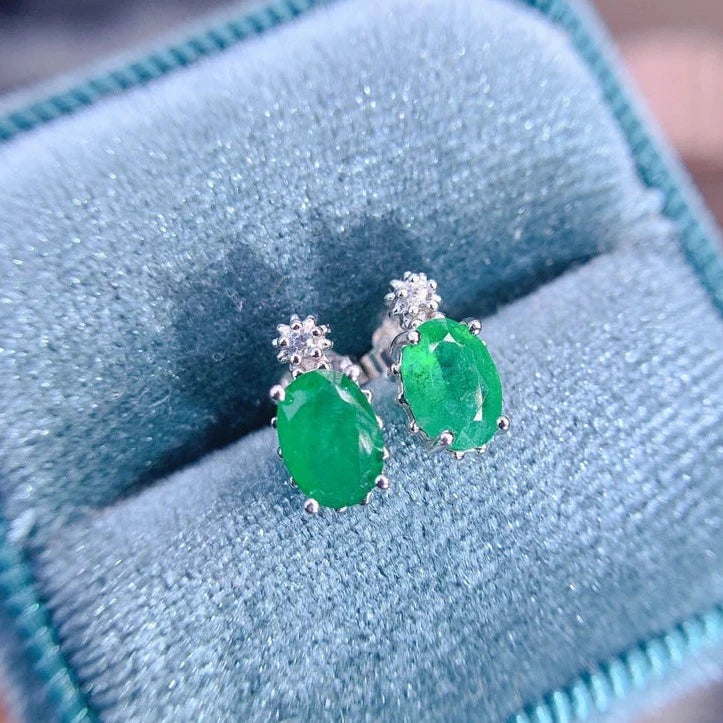 Natural Emerald 925 Silver Earrings – Fine Emerald Jewelry