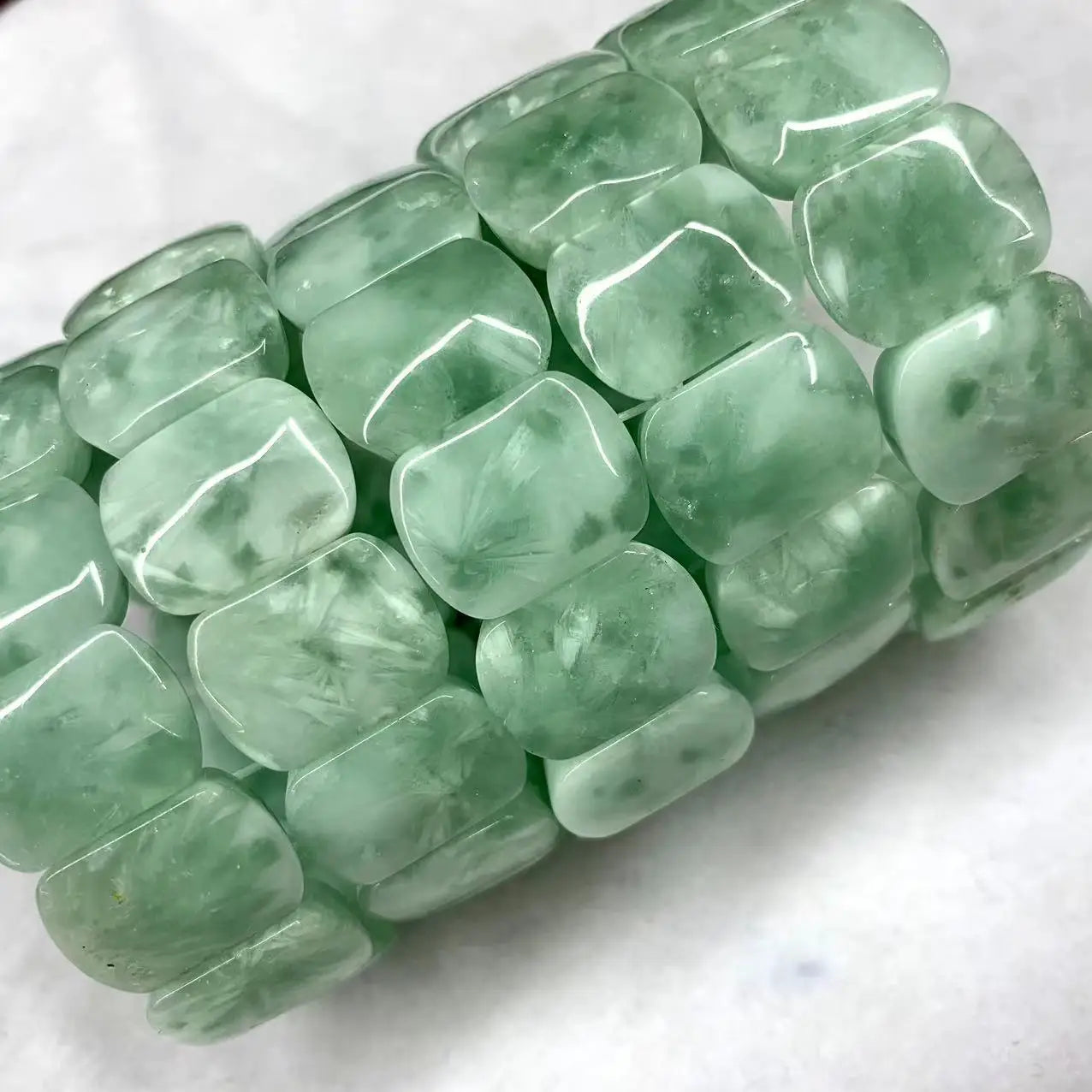 Green Angelite Stone Beads Bracelet