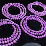 Natural Purple Phosphosiderite 3 Laps Round Beads Bracelet