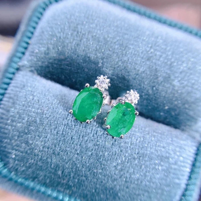 Natural Emerald 925 Silver Earrings – Fine Emerald Jewelry