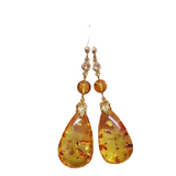 18K Gold Plated Amber Water Drop Earrings – Elegant Amber Stone Earrings