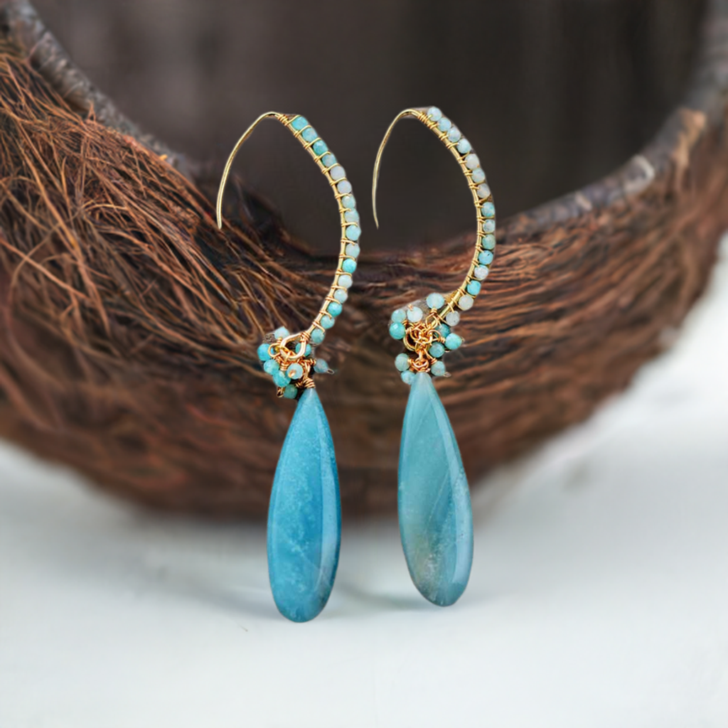 Exquisite Amazonite Boho Drop Earrings