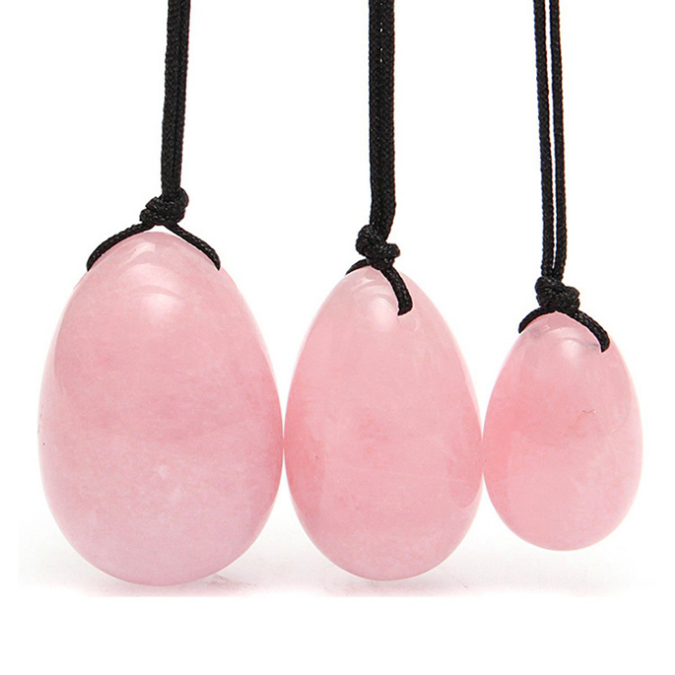 Natural Rose Quartz Crystal Yoni Egg Set for Kegel Exercise Metamorphidi