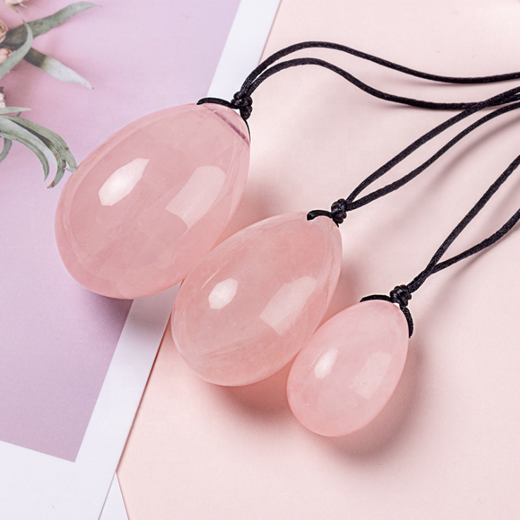 Natural Rose Quartz Crystal Yoni Egg Set for Kegel Exercise Metamorphidi