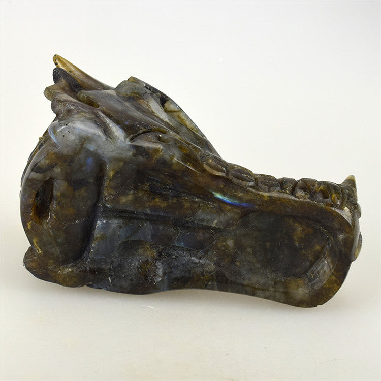 Natural Labradorite Dragon Gemstone Skull Metamorphidi