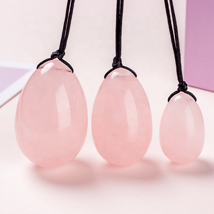 Natural Rose Quartz Crystal Yoni Egg Set for Kegel Exercise Metamorphidi